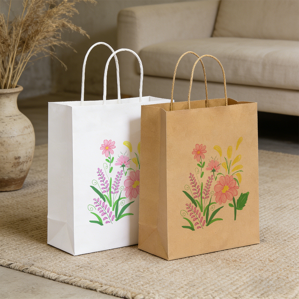 Thickened Printed Gift Tote Bag with Vibrant Floral Print