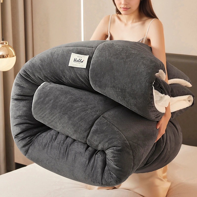 Image of Heavy Weight Winter Comforter Suitable For - Crystal Fleece Bedspread, Anti-static Bedding With Quilted, Machine Washable Suitable For King, Queen, Full, Twin Beds