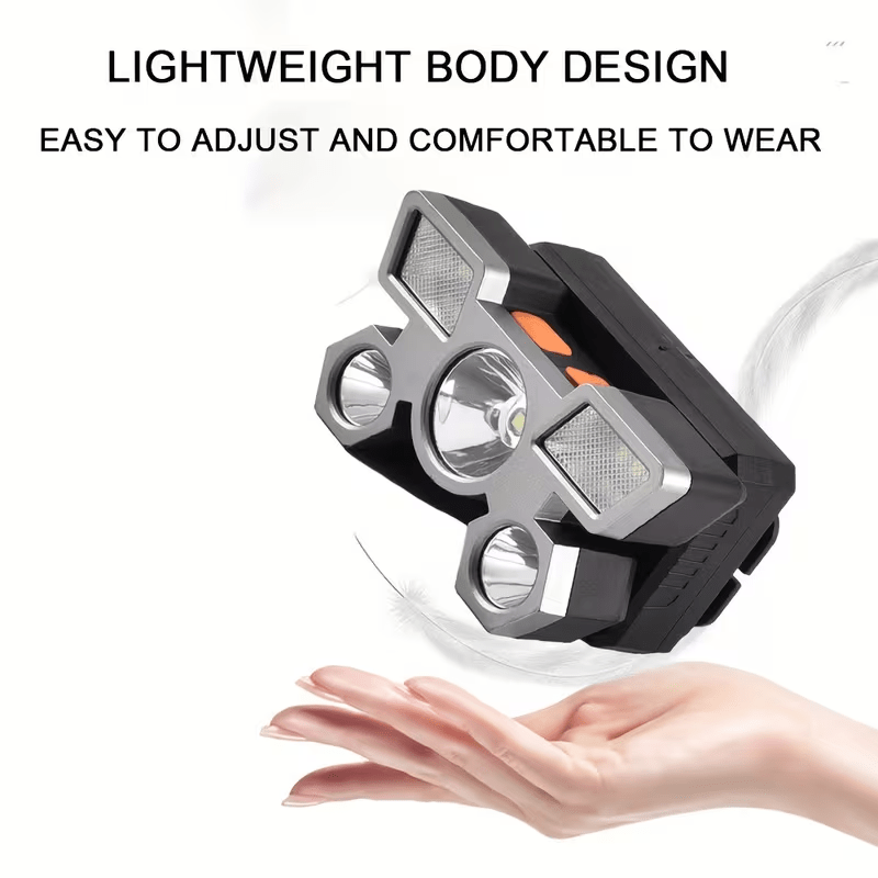 5 LED Blue Rechargeable Headlamp with Adjustable Beam Angle