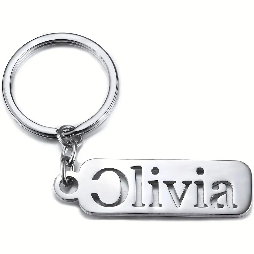 TEMU 1 Personalized Stainless Steel Keychain - Heavy-duty Interlocking Rings And , Hypoallergenic, Engravable With Letters/names - Self- Engraving