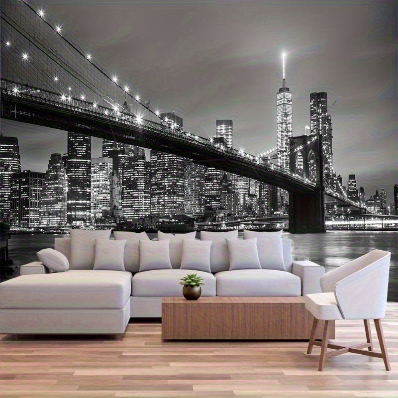 Modern Tapestry New York Manhattan Brooklyn Bridge Night View_voghion.com