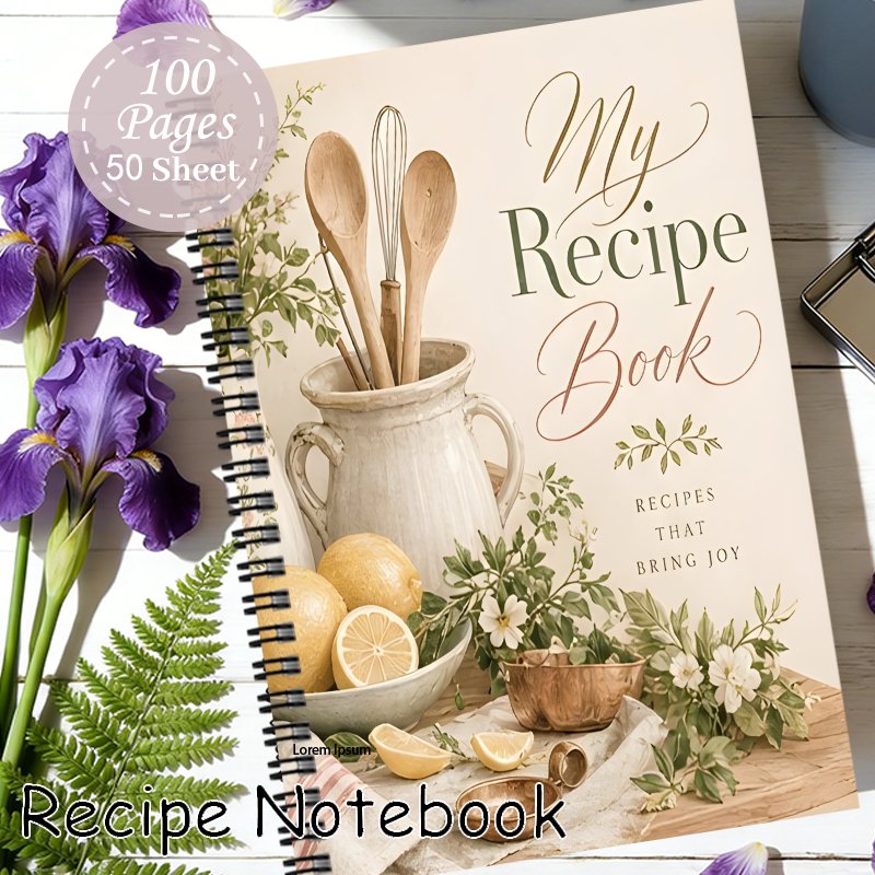 TEMU 1pc Blank Recipes Planners Spiral Notebooks, Plan-record,for Woman For Man And Food Family Recipe Planner Cooking Baking Record Spiral Notebook
