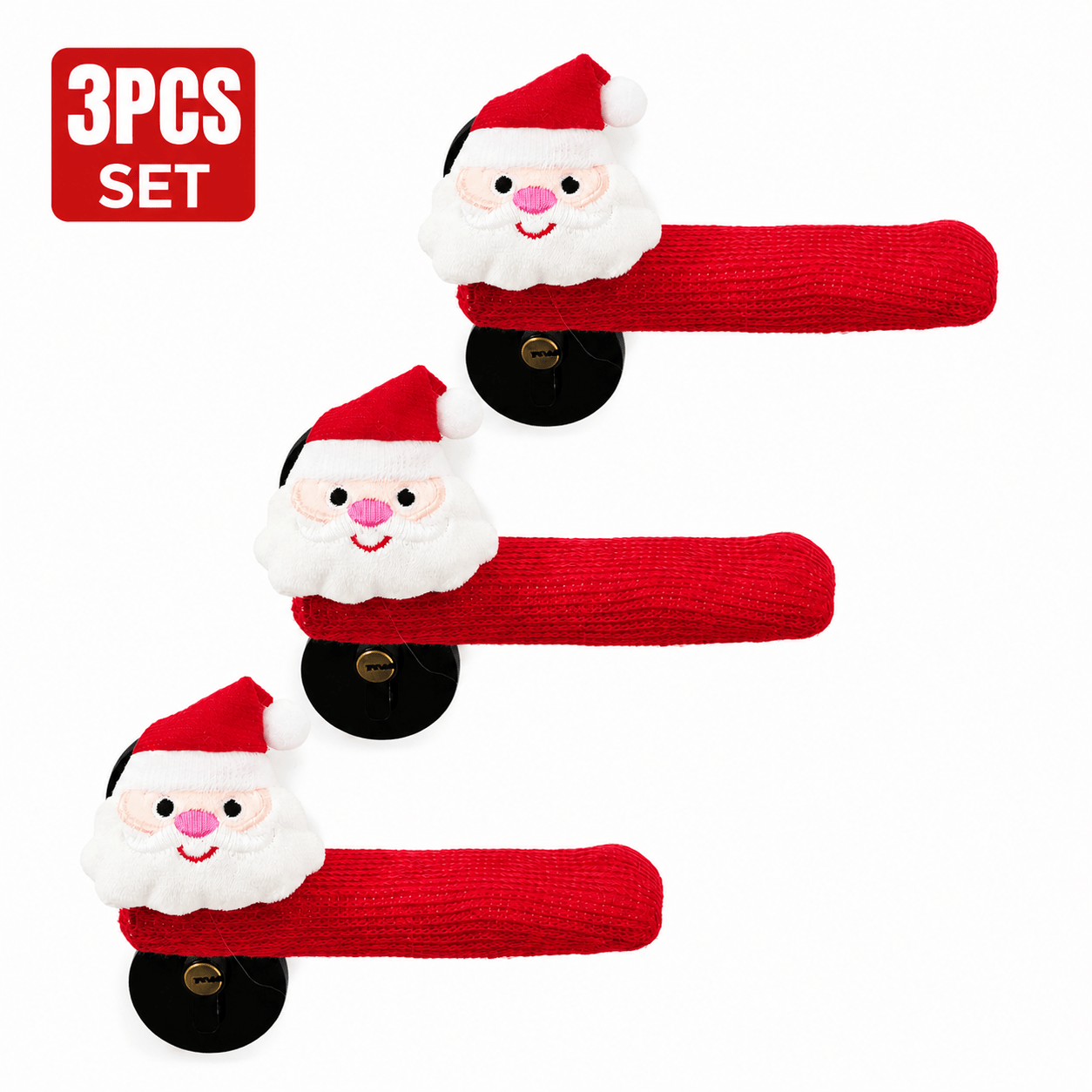 Image of 3-pack Santa Claus Gloves, Red Door Knob Protectors, Christmas Home Door Decoration, Festive Atmosphere Hanging Ornaments, Halloween
