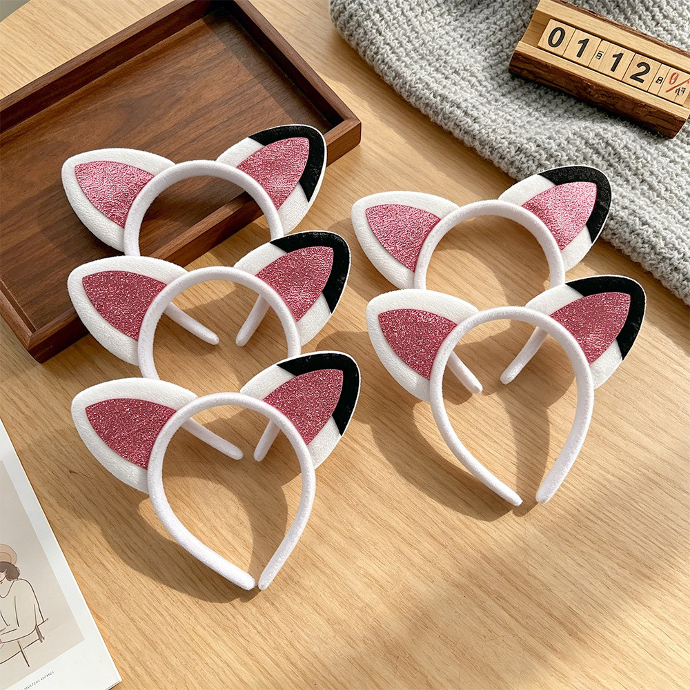 TEMU 5pcs Pack Women's Y2k Kawaii Cat Ear Hairbands - Hair Headbands Suitable For Home, Bath, Makeup, Themed Parties &, Non-slip Hair For Uniforms,