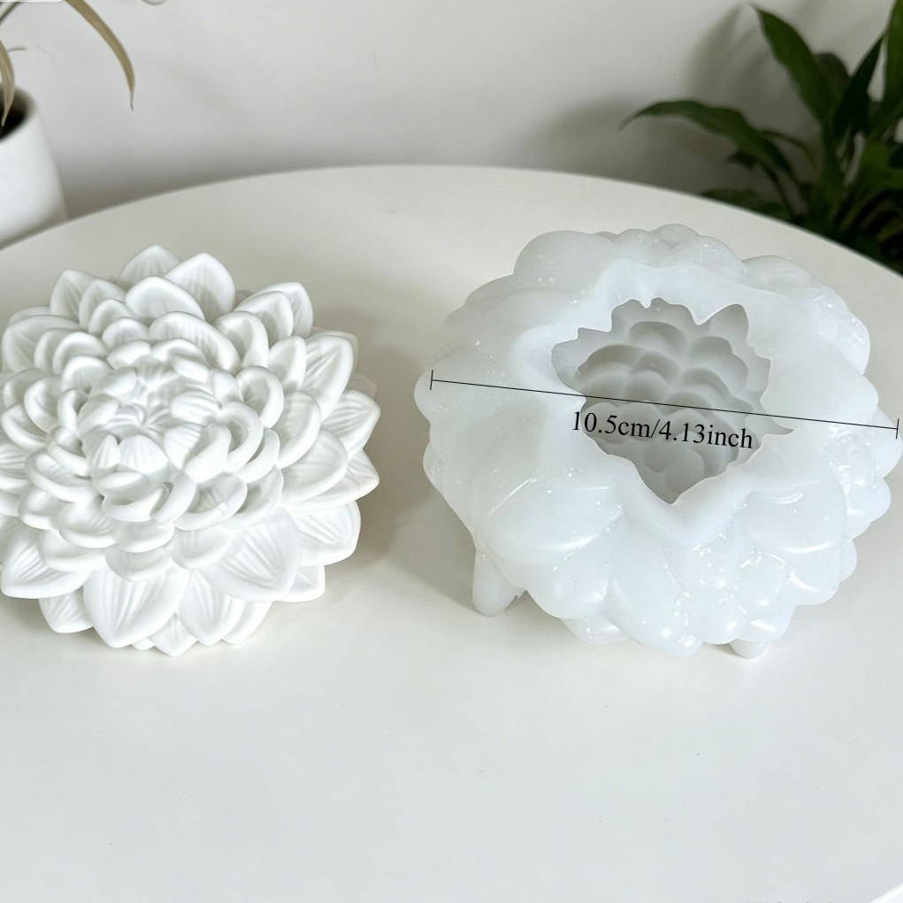 Image of Lotus Ornament Silicone Mold Desktop Decoration Plaster Plaster Candle Making Mold