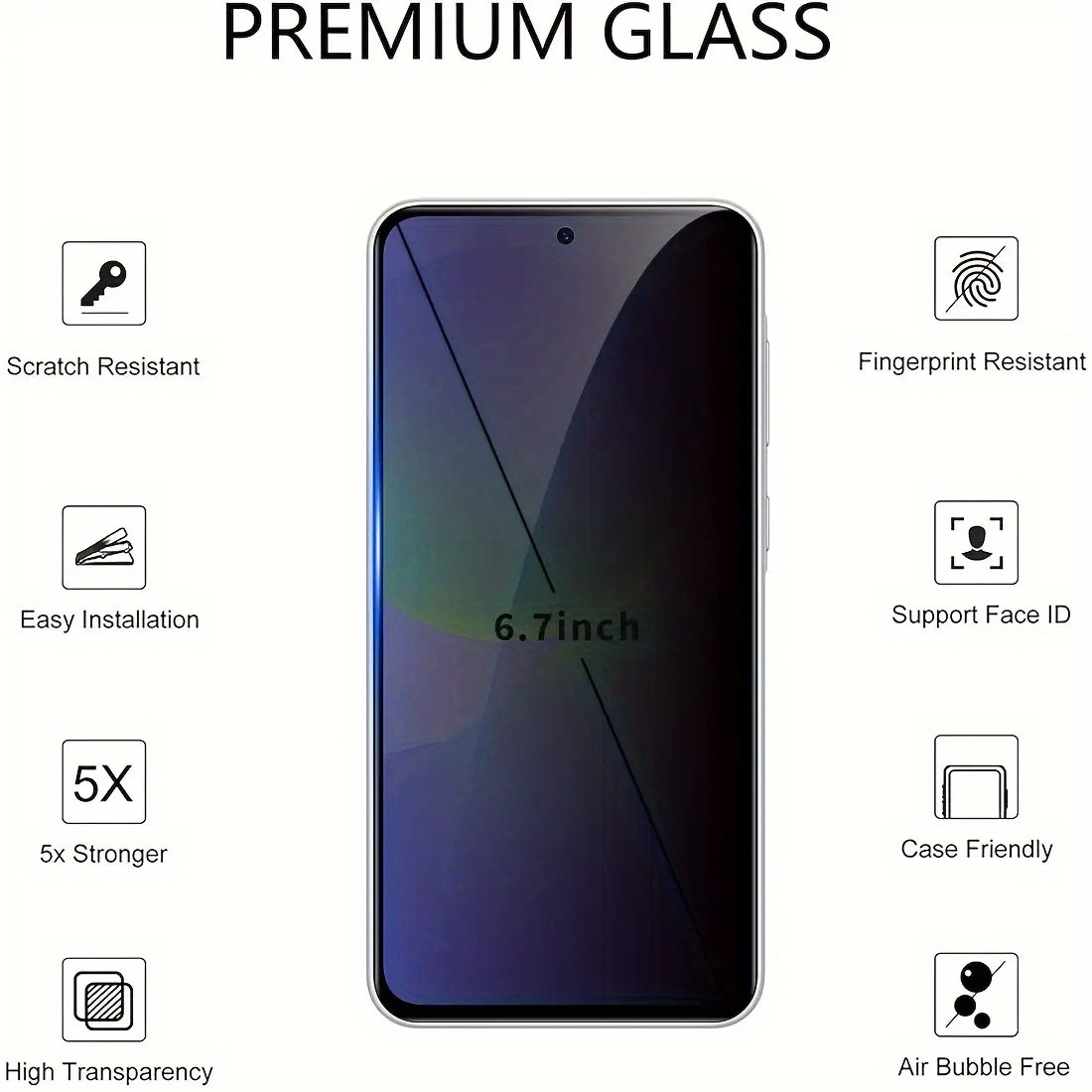 2+2 Privacy Screen Protector for Samsung for Galaxy A36 - 2 Full Coverage Tempered Glass + 2 Lens Protectors with 9H Hardness, Scratch Resistant, Bubble Free, Camera Lens Protection, Privacy Enhancement Design