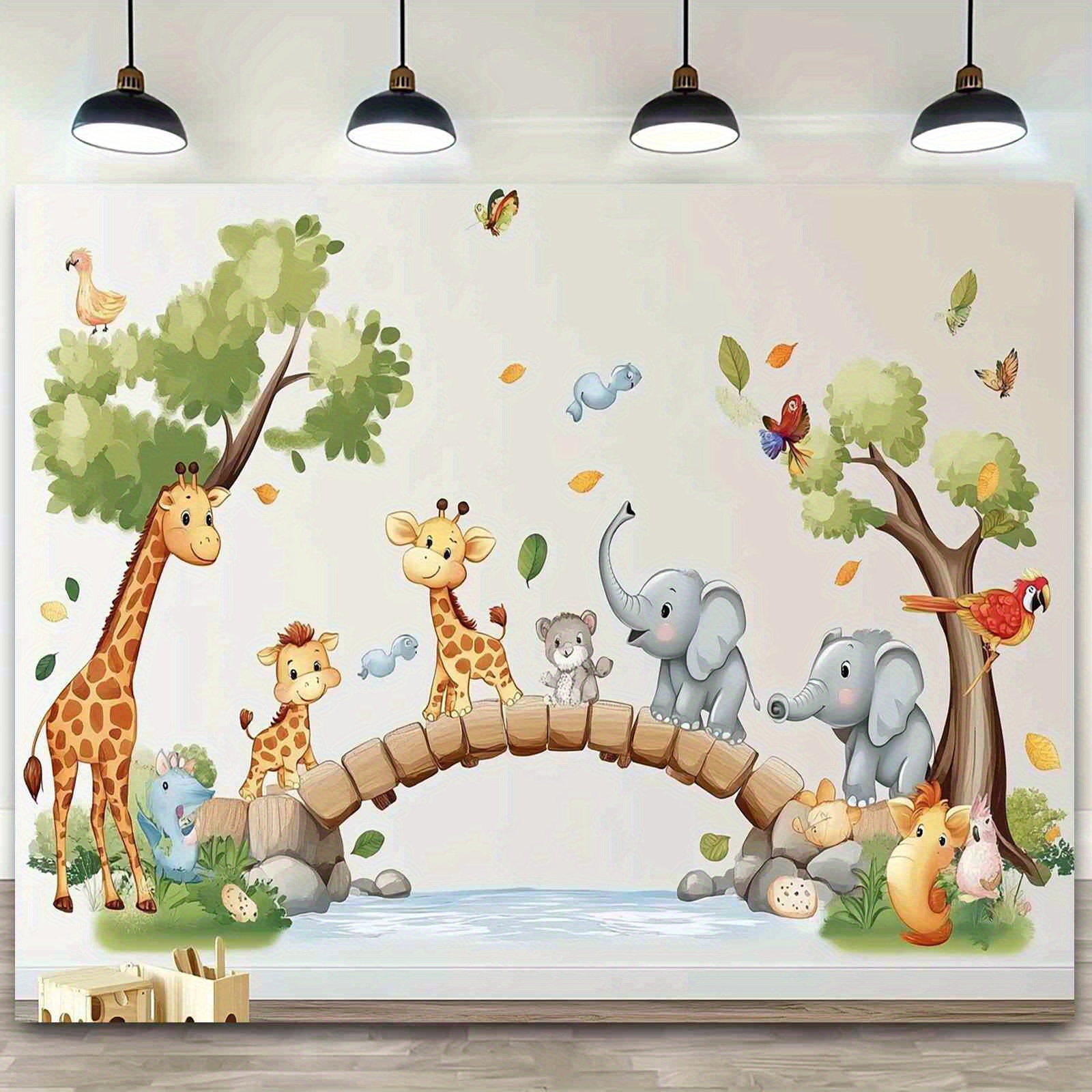 TEMU 1pc Zebra & Elephant Jungle Animal Wall Tapestry - Wall Hanging Suitable For Room,, Party Decor - Fabric Jungle Theme With Zebra And Elephant