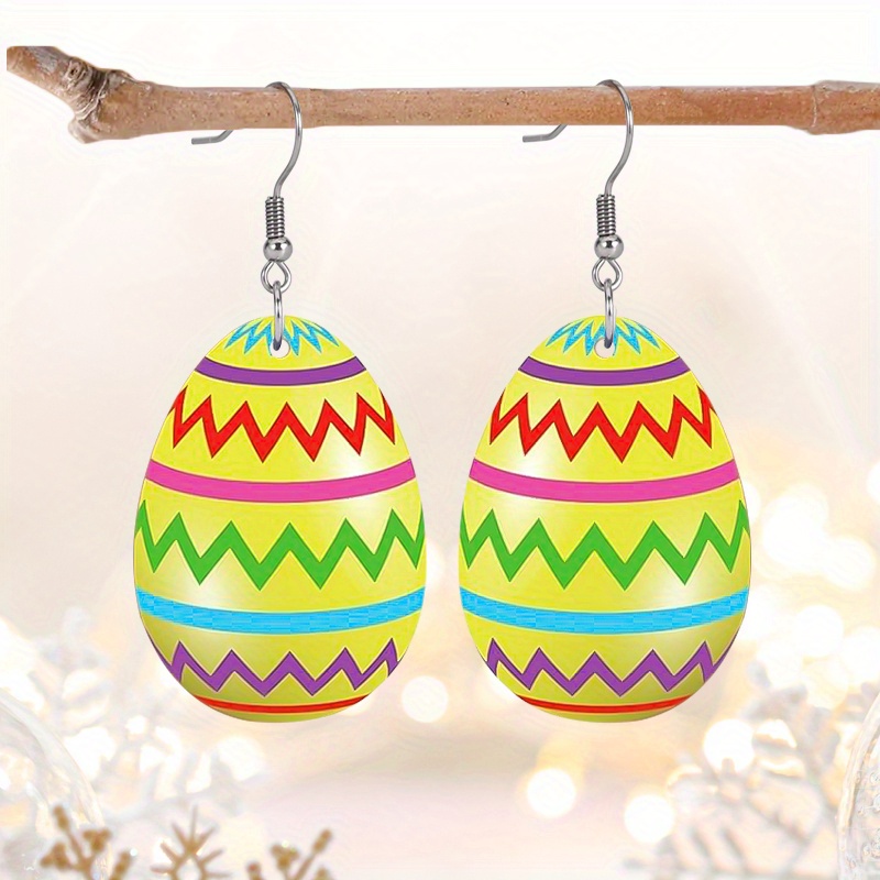 

Easter Colored Striped Easter Egg Jewelry For Women