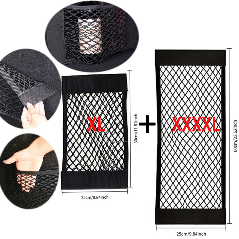 TEMU 2pcs Organisateur de rangement XL XXXXL pour siège arrière de voiture, sac de coffre suspendu en élastique à double couche, universel pour SUV