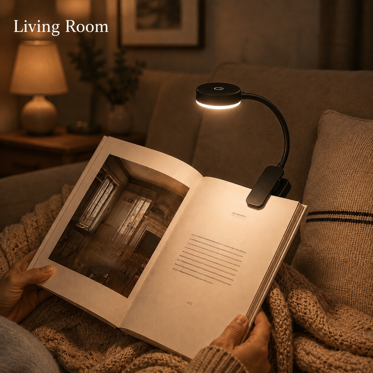 Portable Stepless Dimmable Clip-On Book Light for Reading
