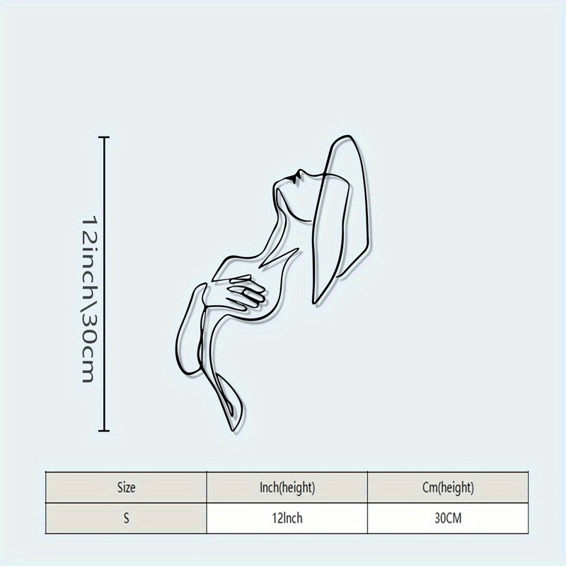 TEMU 1pc Modern Abstract Female Art Wall Sculpture - Iron Metal Female Figure Mural, Horizontal Wall-mounted Minimalist Nude Silhouette For Decor,