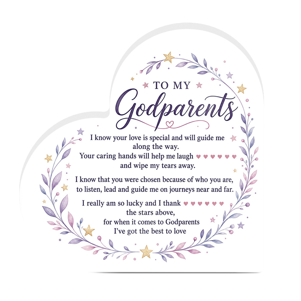 TEMU 2d Flat, [jit]2d Flat Putuo Decor 1pc Heart-shaped Pvc Sign Table Decor, To My Godparents I Is Special And Will Along The Way. Your, Desktop