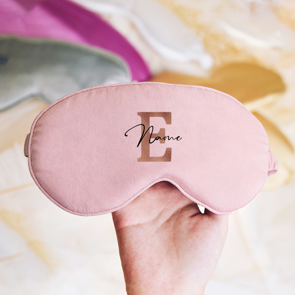 TEMU Custom Letter Sleep Mask, Personalized Name Print Pink/white Rest Eye Mask, Elastic Band Suitable For Travel, Nap, , Item, Ideal Gift For