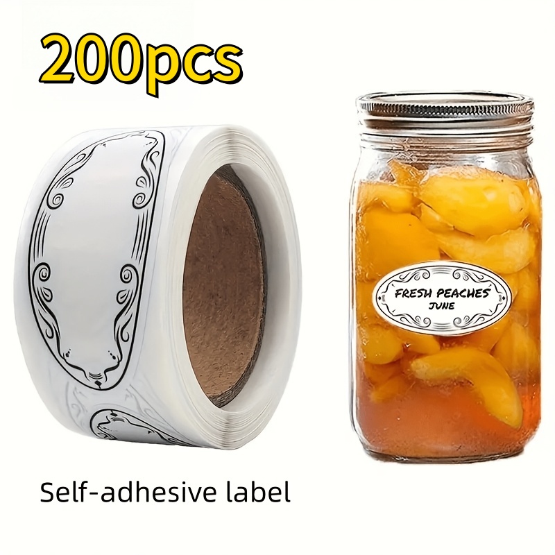 TEMU Rotolo da 200 Etichette - Scritta Elegante , Design Ovale - per Dispensa, Cucina, Ufficio, Artigianato - Compatibile con e Penne - Etichette di