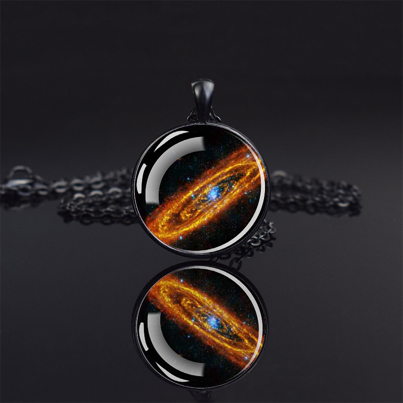 Starry Sky Design Glass Cabochon Pendant Necklace