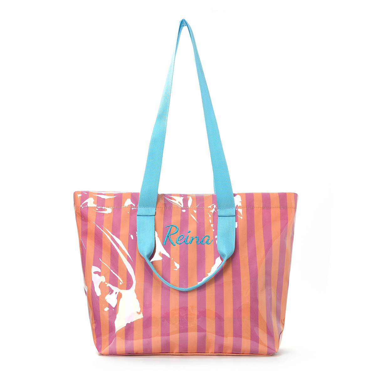 TEMU Bolso tote de gran capacidad a rayas para mujer con cierre y bolsillo con cremallera - Bolso de adecuado para viajes, playa, trabajo,