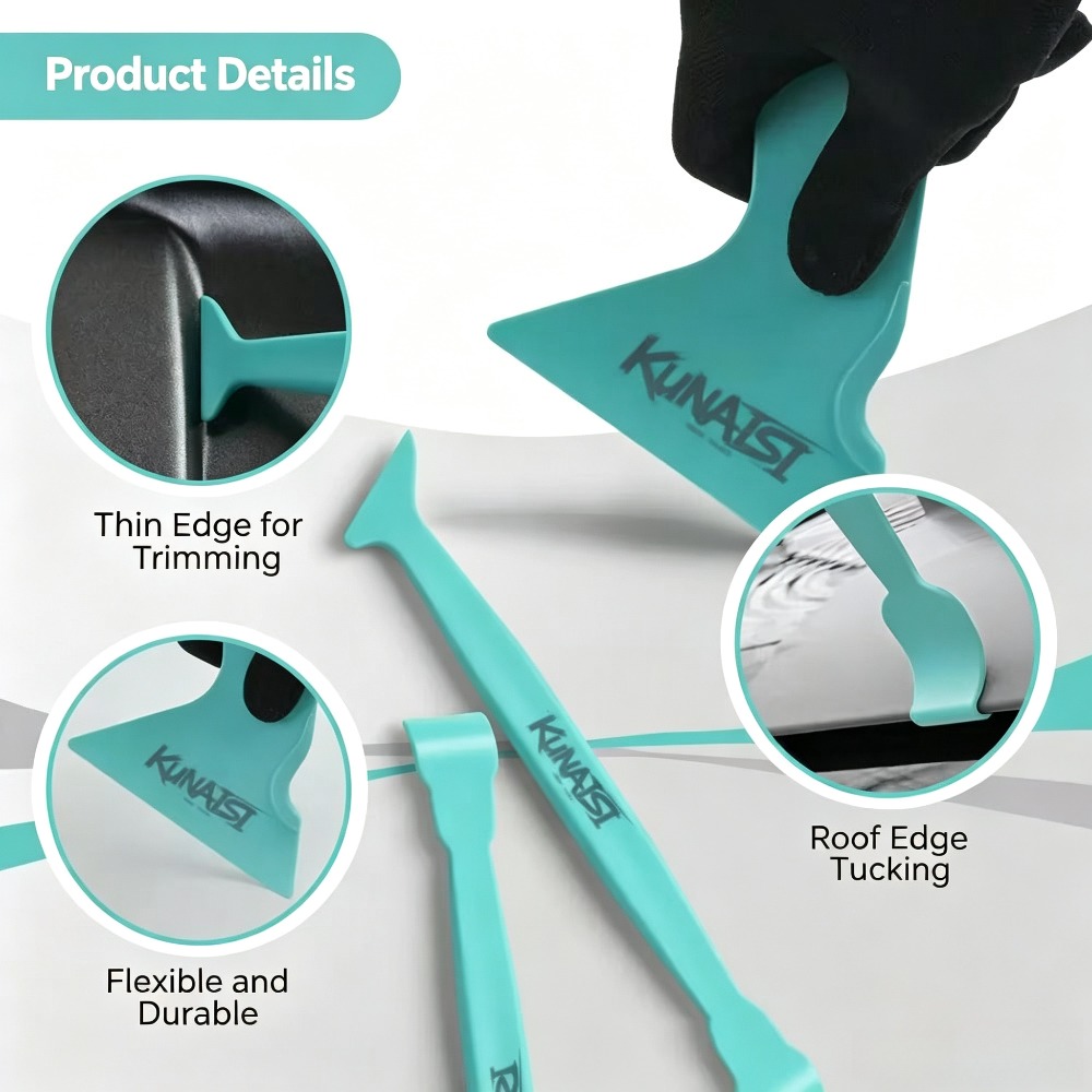 TEMU 4pcs Professional Car Tinting Kit, Car Film Tools, Vinyl Wrap Squeegee, Paint Protection Film Squeegee, Thin-edge Triangular Squeegee For