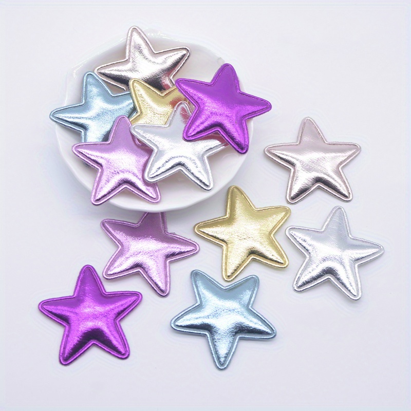 Image of 50pcs Of 4cm/1.57inch Padded Faux Leather Star Appliques For Crafts, Suitable For Clothing, Hats, Hairpins, Wedding Sewing Patches, And Decorative Additions