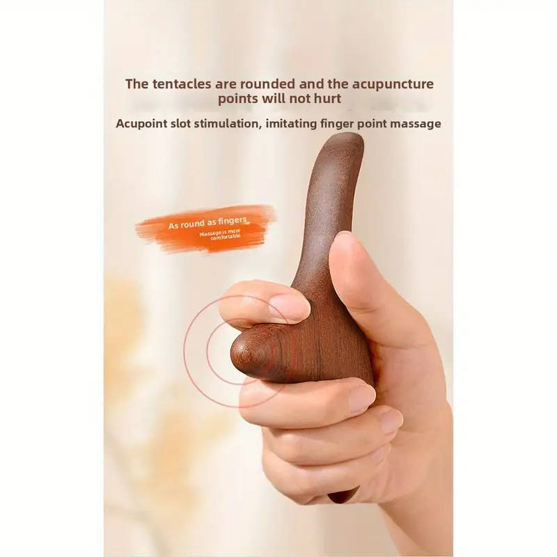 sandalwood triangular massage stick battery free acupressure shoulder and neck meridian pressing tool portable relaxer handheld durable construction essential for self care Product details 5