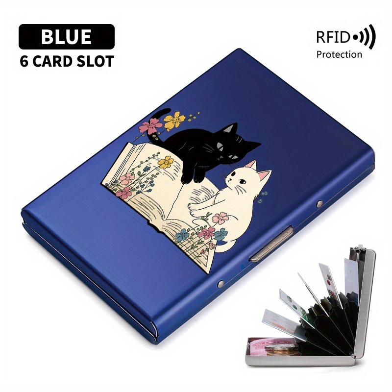 TEMU Portacarte RFID-Blocking con Design Pop-Up, Finestra Ultra- Opaca a , Accessorio per , Portafoglio per Carte di con Motivo Due che Leggono un