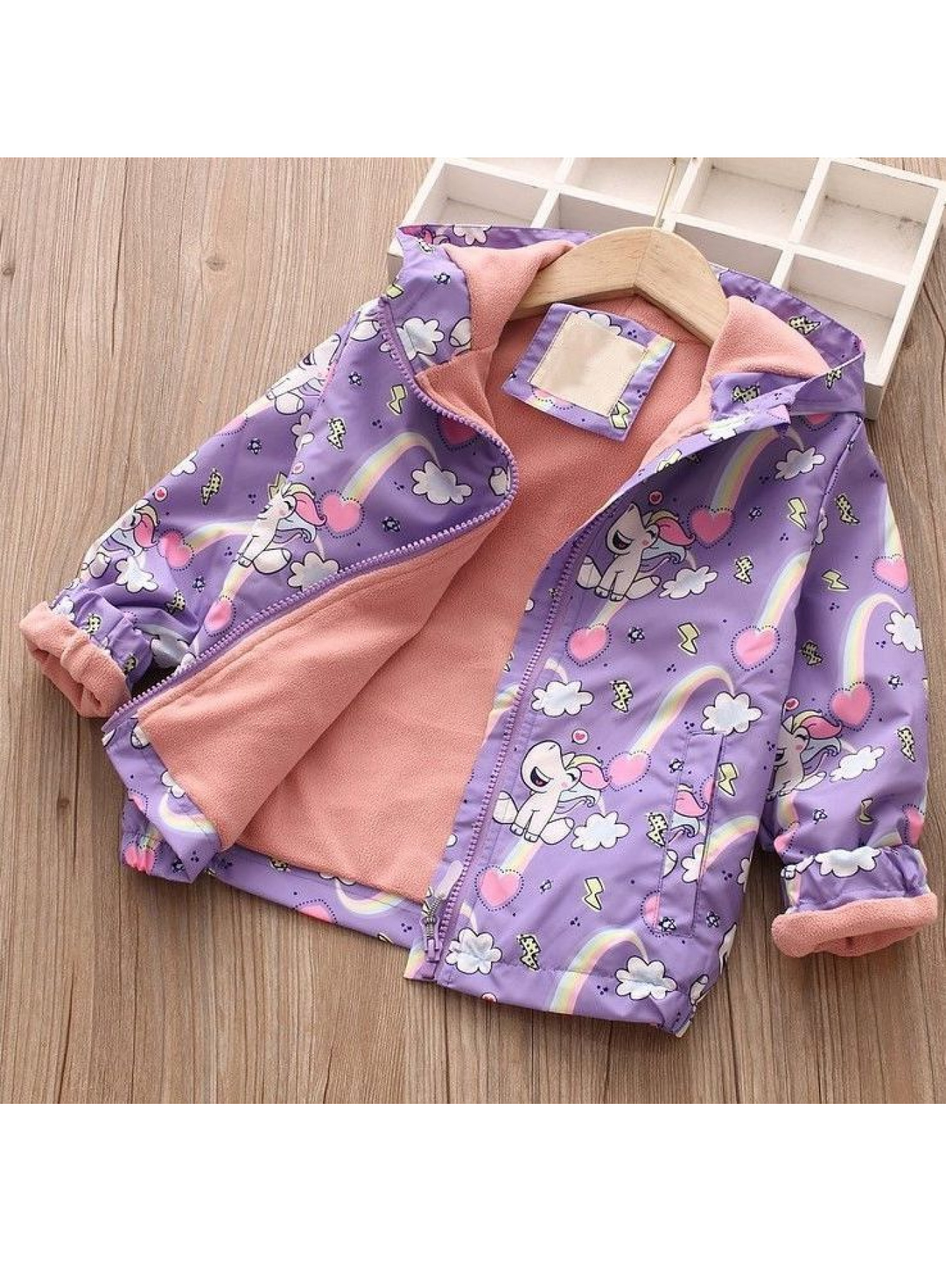 Girls' Warm Lined Double Layer Hooded Coat