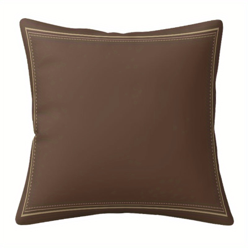 TEMU Taie d'oreiller 2D Plate - 2D 1pc Marron Foncé Bord Fin, Multi-Tailles en Option, Impression 2D Plate Simple Face, Garniture d'oreiller Non