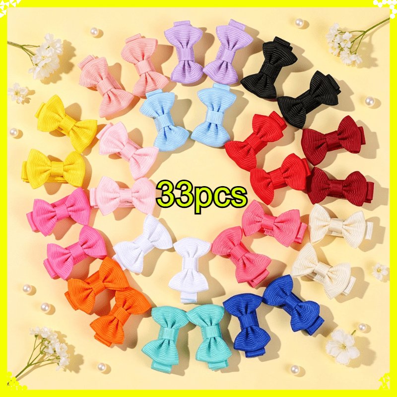 TEMU 33pcs Colorful Hair Clips And Bows Set - Reusable Polyester Hair Additions For Everyday, Party, Gift Idea! (colorful, Cute) Non-slip Clips,