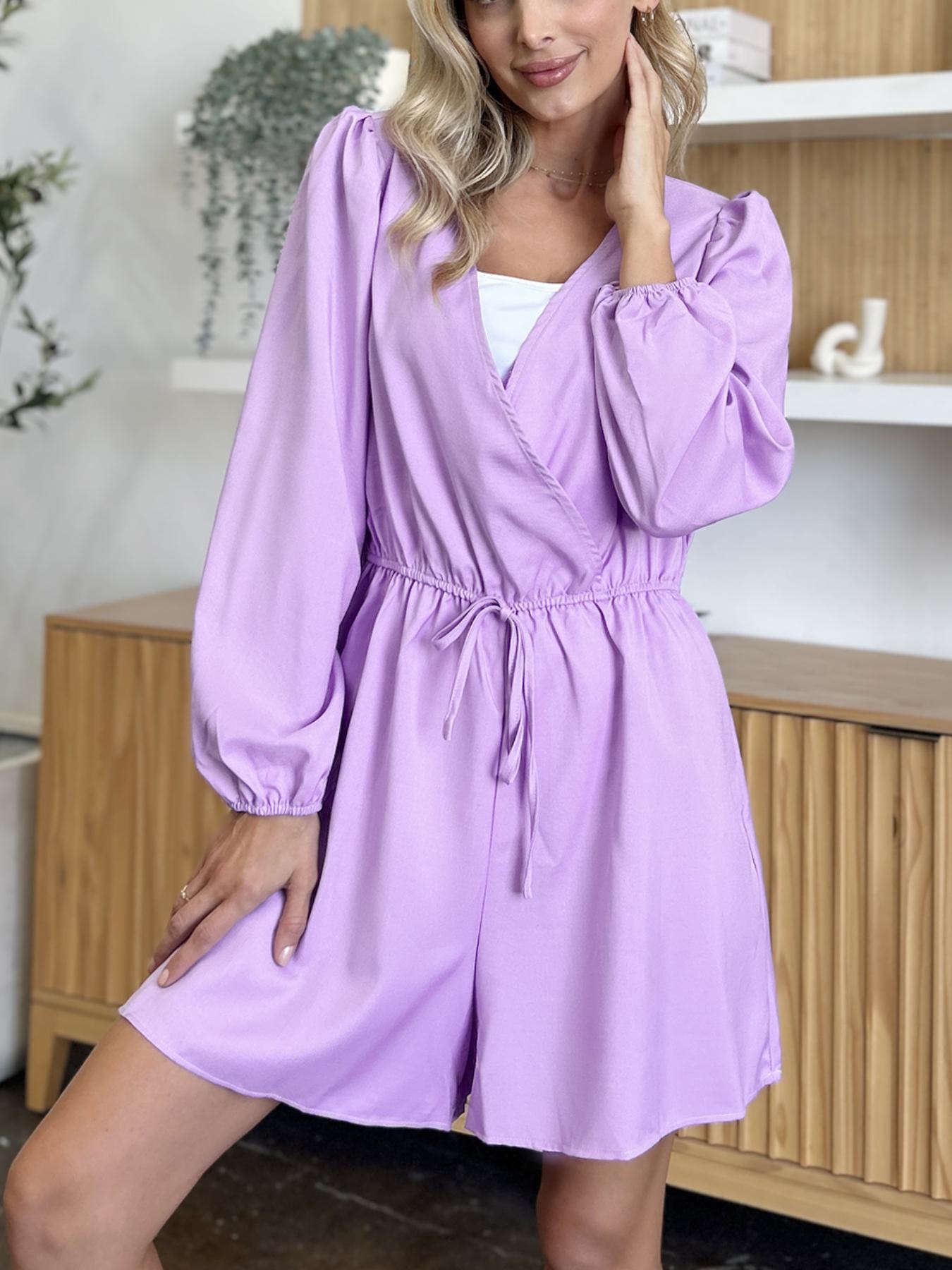 women plus size jumpsuit wrap v neck ruffle short sleeves Temu - Main Image