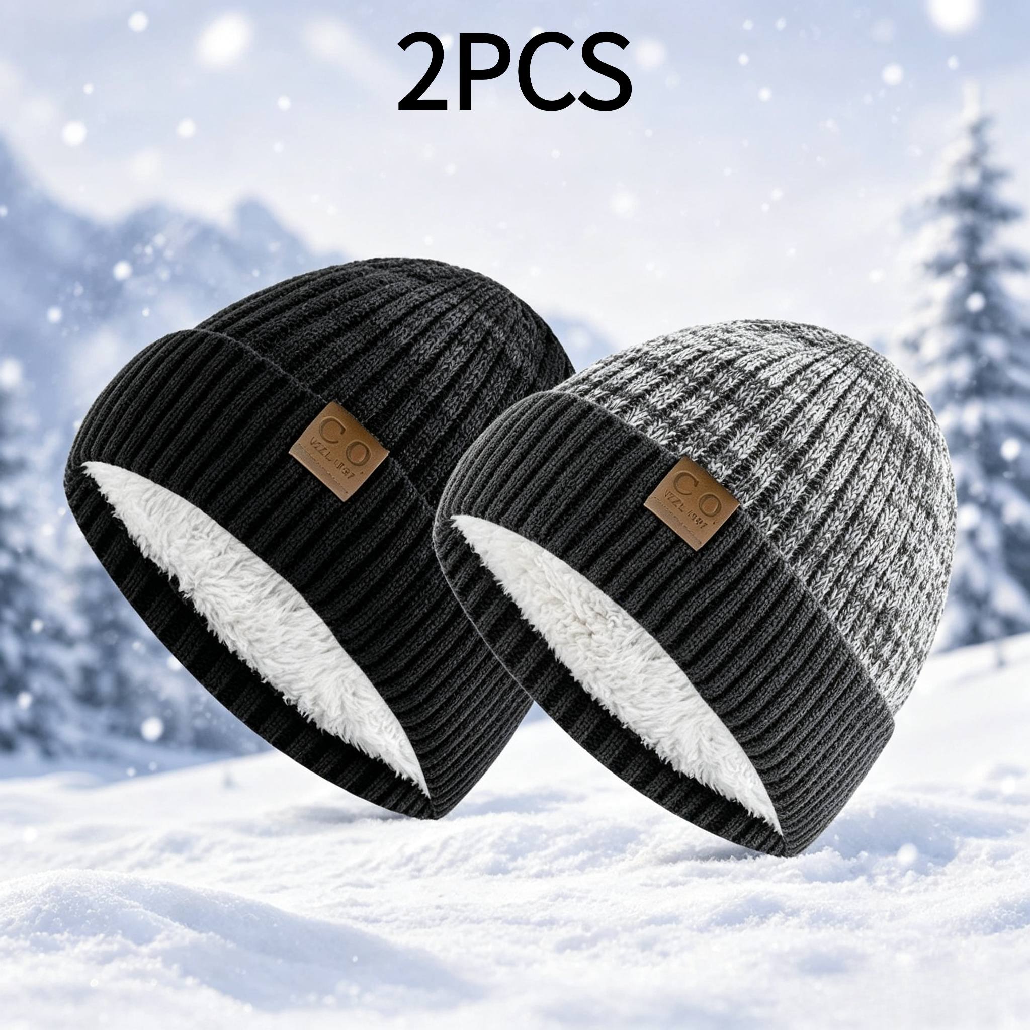TEMU 2 pezzi Cappello invernale foderato in pile unisex caldo antifreddo - facile versatile regalo invernale - disponibili