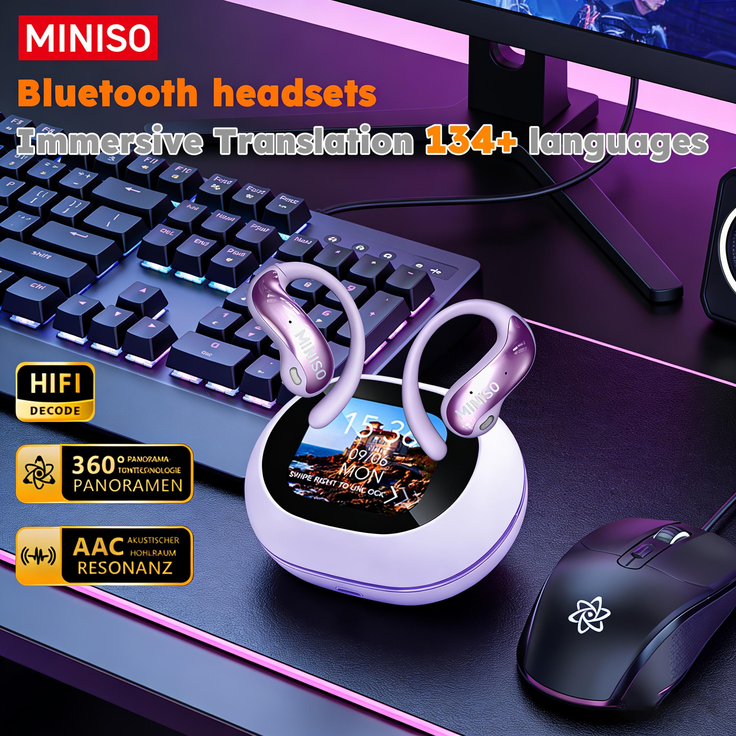 Image of Miniso Ows Wireless Earbuds Compatible For /, Wireless 6.0 With Cancelling Mic, Ergonomic Stable Fit Headphones, 58 ,, For Smartphones Tablets Pc, For Gym Commuting Office