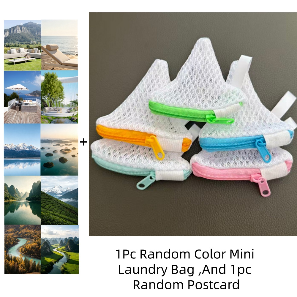 TEMU 1pc Reusable Zippered Laundry Soap Bag And 1pc Random Postcard, Mesh Laundry Bag, Multi-functional Soap Bag, Random Color, Compatible With Scent