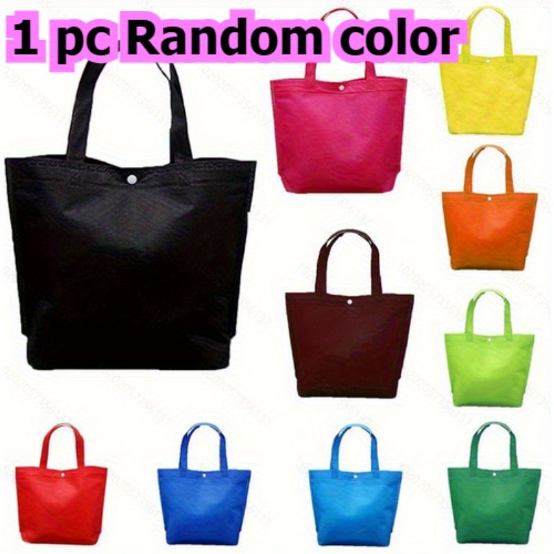 TEMU Random Casual Color Non-woven Fabric Shopping Tote Bag Women Outdoor Portable Large Capacity Storage Supermarket Shopping Buy Vegetable