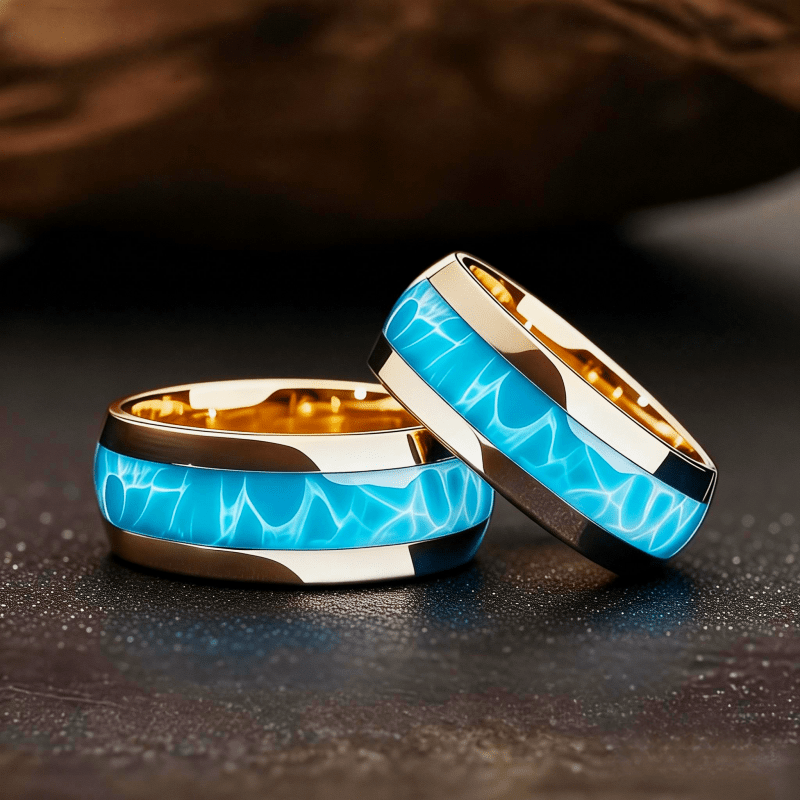 Stylish 8mm Tungsten Ring with Sea Wave Patterns