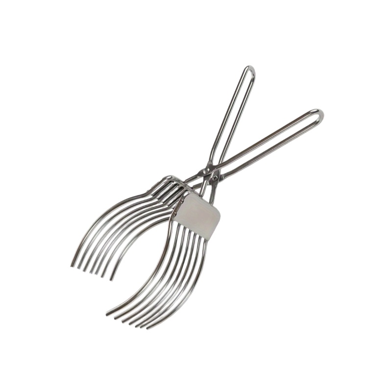 TEMU Heavy-duty Stainless Steel Meat Holder - Multi-functional Bbq Tongs With Non-slip Grip, For Grilling, Cutting, Handling Meat, , Bread - Perfect
