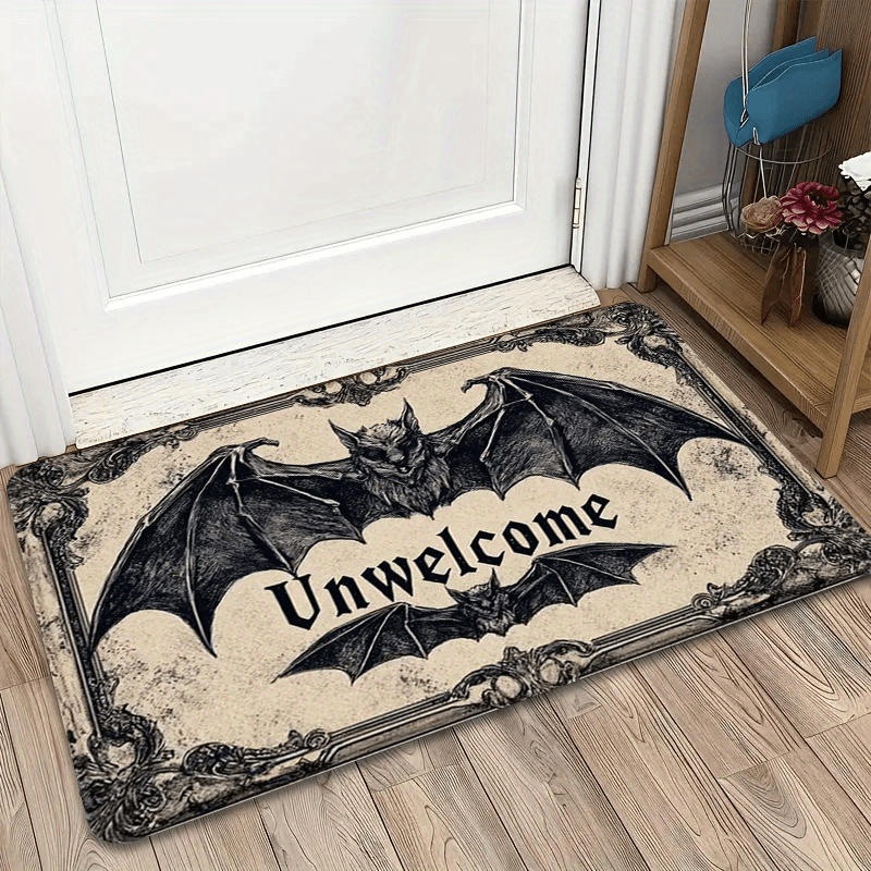 TEMU Tappetino di a tema Halloween con totem a forma di pipistrello " ", per la decorazione del portico esterno. Questo tappeto d' in stile per villa