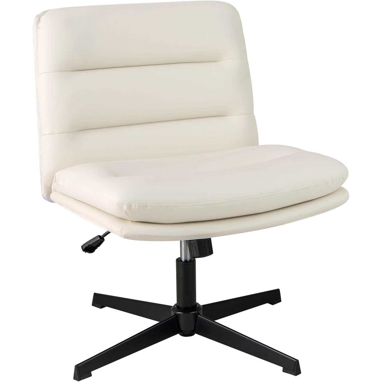 Armless Home Office Desk Chair, Height Adjustable Mid-back Makeup Vanity Chair, For Home Office, Study, White