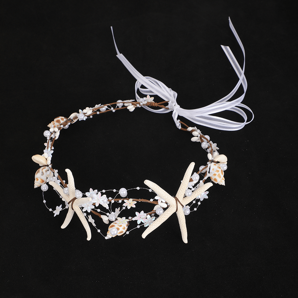 TEMU Guirnalda de conchas blancas con perlas sintéticas, estilo oceánico, ideal para disfraces de / en , como regalo