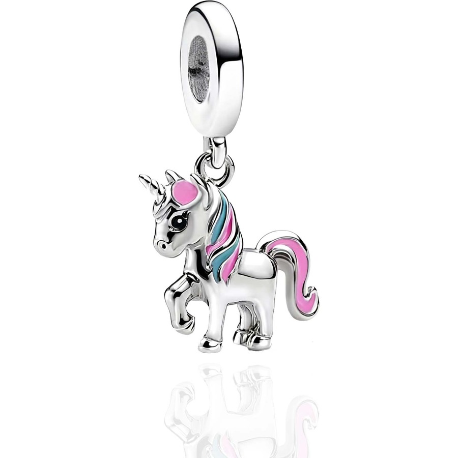 TEMU S925 Silver Plated Unicorn Pendant, A Stylish . Suitable For Original Necklaces, Bracelets And Bangles, This Delicate Jewelry Accessory Is An
