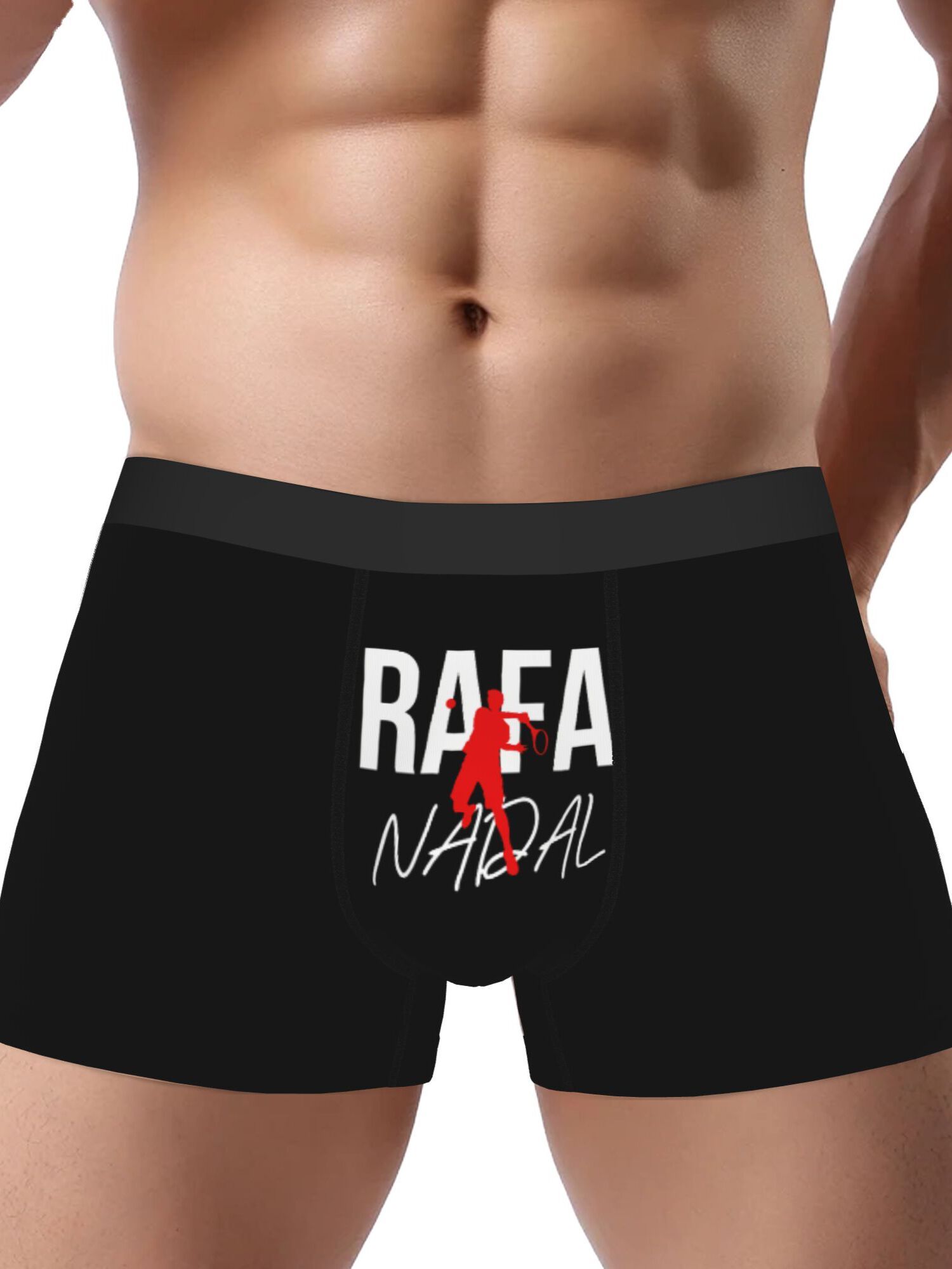 Calzoncillos de tenis para hombres Rafa Nadal Ropa interior de poliéster  negro con diseño de impresión y estiramiento medio, ropa deportiva,
