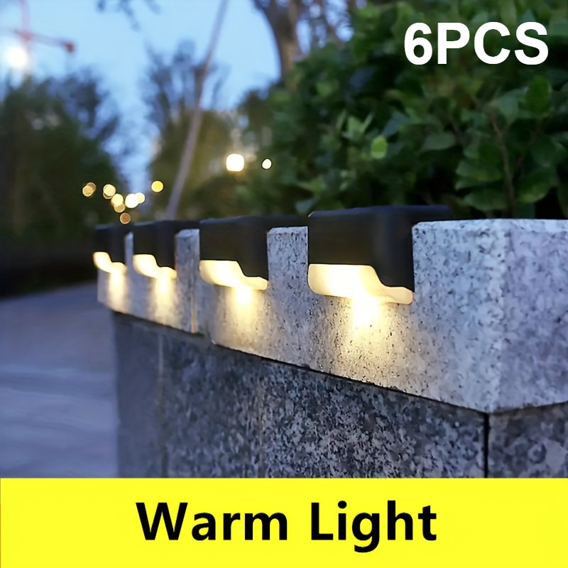 Image of 6pcs Of Outdoor Led Solar Step Lights, Fence Lights, Stair Lights, Outdoor Lights, Step Lights, Courtyard Decorative Fence Lights, And Ambiance Lights