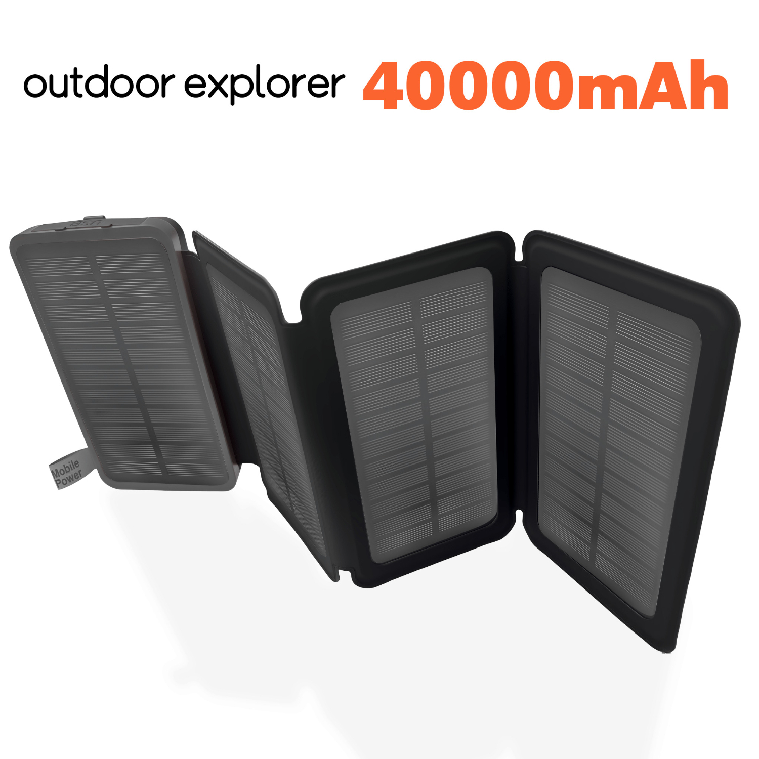 40000mAh Prenosni solarni polnilec, prenosni solarni polnilec za mobilni telefon, zunanji polnilec za kampiranje za mobilne telefone, 2 USB/LED