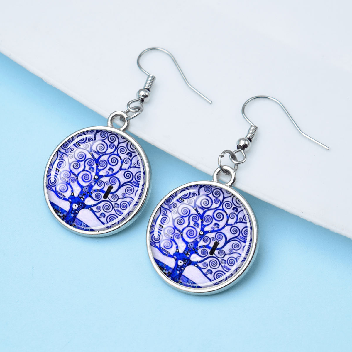 Art Tree of Life Nature Theme Gem Pendant Earrings, Gift for Her
