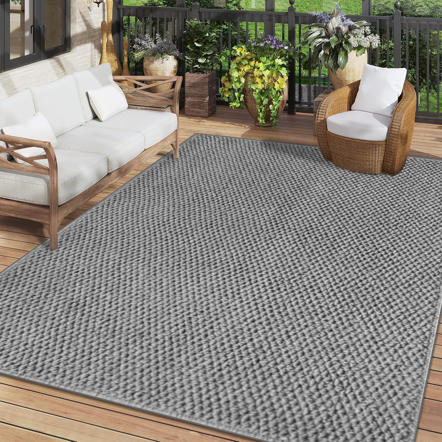 E-shop 1 Stück, Grauer Ananasschmuck Sisal Outdoor Quadratischer Teppich, Ananasschmuck Gewebter Teppich, RV Innenmatte, Zeltmatte, Fußmatte,