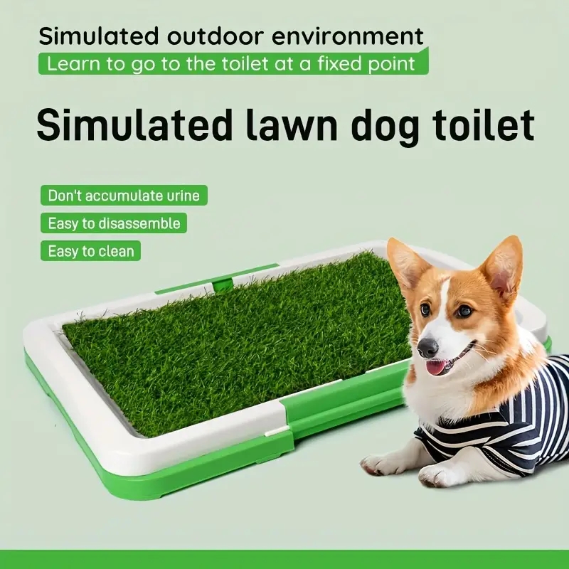 TEMU Dog Potty Training Mat With Artificial Grass, Non-slip Indoor Puppy Pet Toilet With Tray, Dog Pee Mat Potty Box For House Training