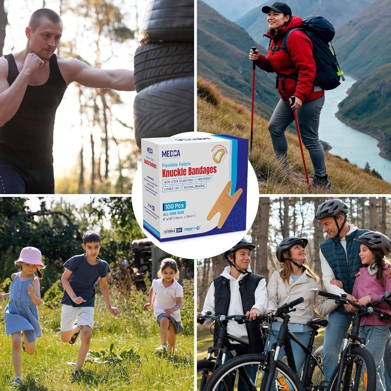 Flexible Fabric Bandages - Flex Fabric Adhesive Bandages Knuckle Bandages Finger Care and to Protect Wounds from Infection - Count Box