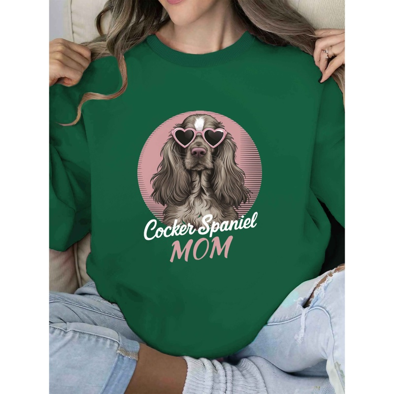 

Mom Graphic Sweatshirt - Cozy Crew Neck Women's Pullover With Fashion Glasses Design, Gray Casual Fall & Spring Dog Lover Apparel, Fall Apparel | Dog Lover Fashion | Polyester Sweatshirt