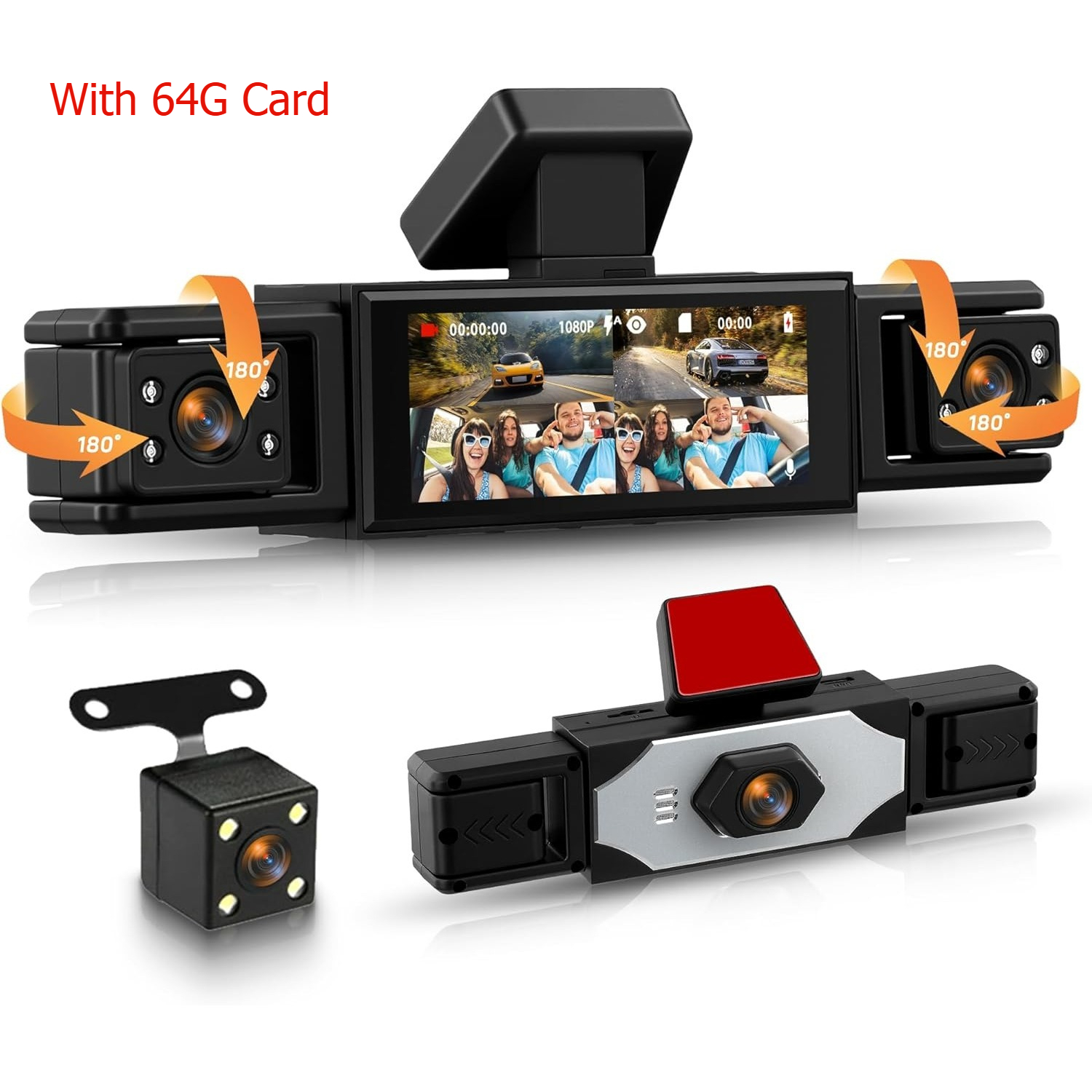 Car Dash Cam With 3/4 Lenses, 360° With 3.16-inch Ips Display, Night Vision, 24/7 Parking Monitor, Button Control, Car Additions/vehicle Camera/christmas Gift/12-24v Car Plug