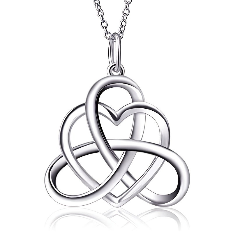 TEMU Elegant Celtic Knot Heart Pendant Necklace For Women Romantic Wedding Necklace Jewelry Date Accessories