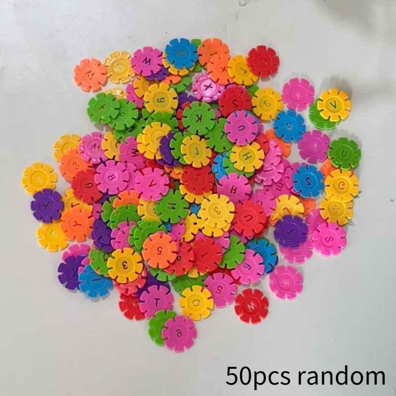 Image of Colorful Snowflake Building Block Set | Enhances Fine Motor Skills, Includes Multi-shaped Assembly Toys With Numbers And Letters, Ideal For Classroom Crafts And Gifts
