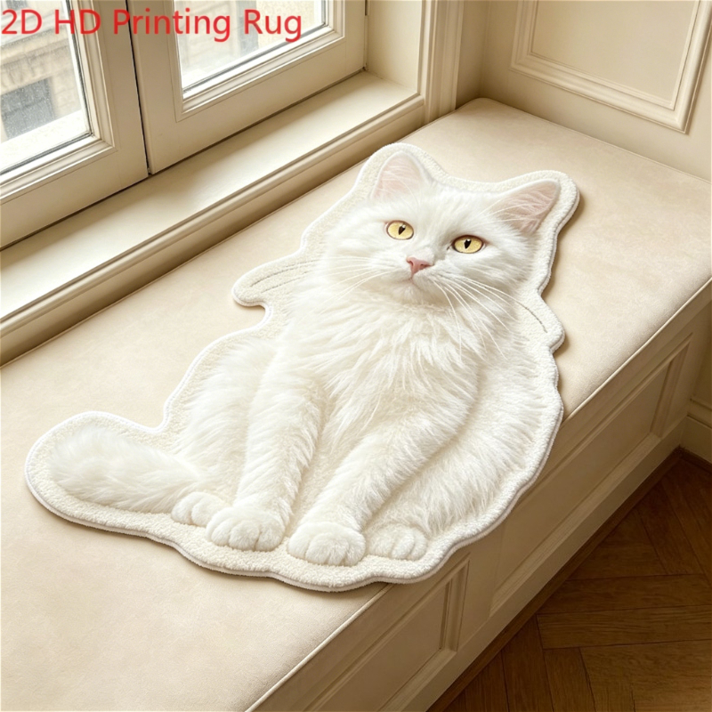 TEMU Imitation Cashmere Suitable For Rooms Plush Rug With Simulated Cat - Soft Fluffy Irregular/cat-shaped, Machine Washable Suitable For Bedroom,,